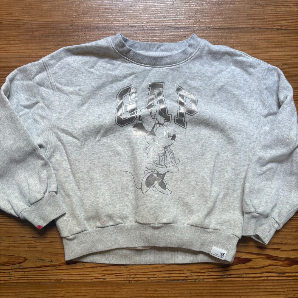 Gap Disney Minnie Mouse silver graphic crew girls sweatshirt SIZE‎ 10